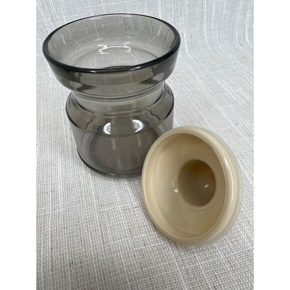 Vintage 80s Emsa Set of 3 Smoke Gray Acrylic Spice Jar Beige Shelf MCM Mod - Picture 7 of 9